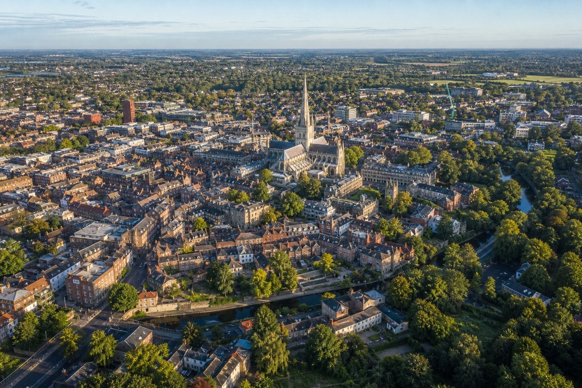 Aerial view of Norwich